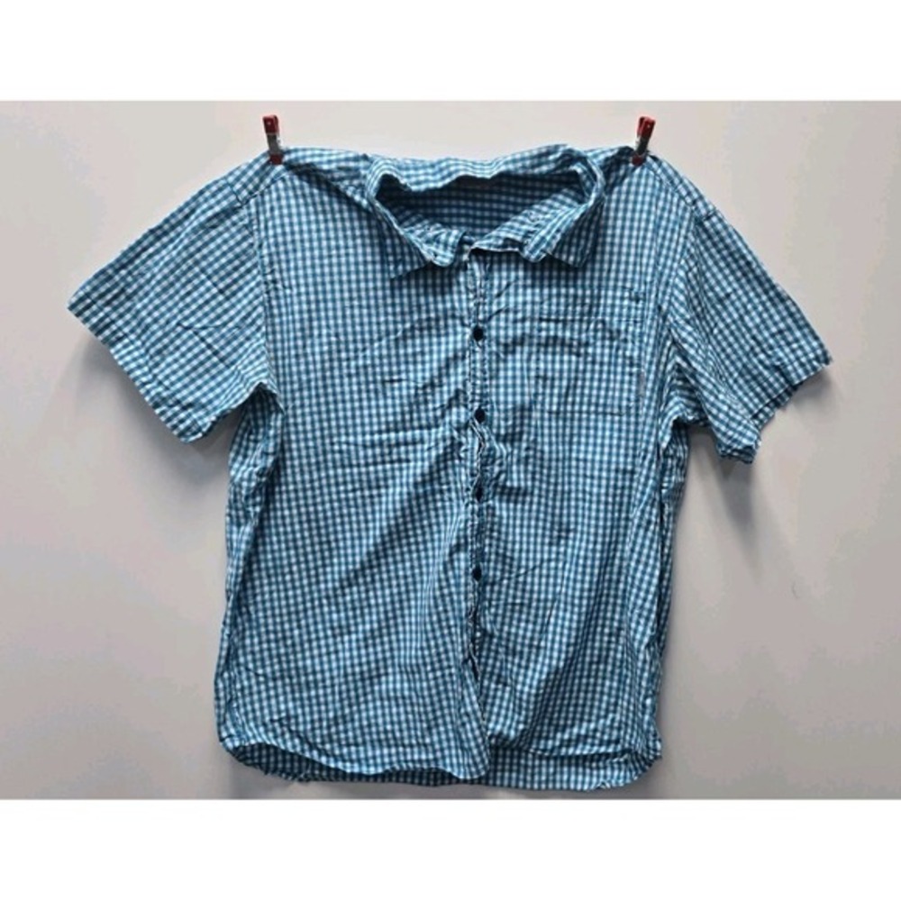Columbia Shirt Mens 2xl Blue White‎ Button Up Regular Fit Short Sleeve